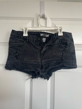 refuge Black Distressed Denim Cutoff Shorts